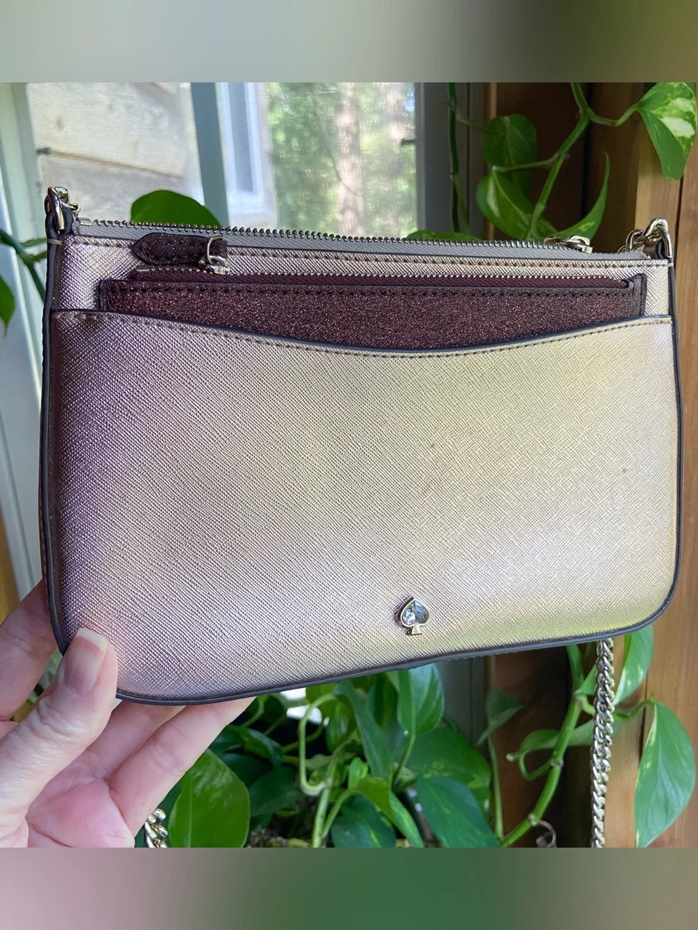 Kate Spade Shimmy Triple 3-in-1 Crossbody Bag Set Rose Gold Glitter NWOT